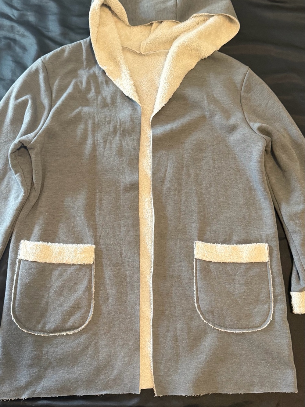 Cozy Hooded Jacket with Contrast Sherpa Trim